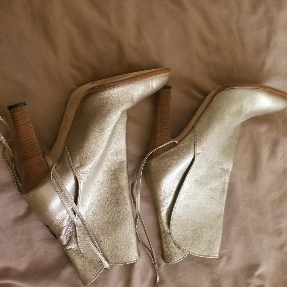 Brian Atwood gold boots booties 40